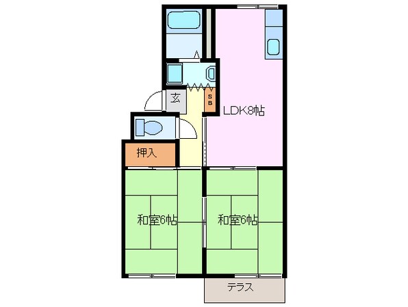 大矢知駅 徒歩18分 1階の物件間取画像